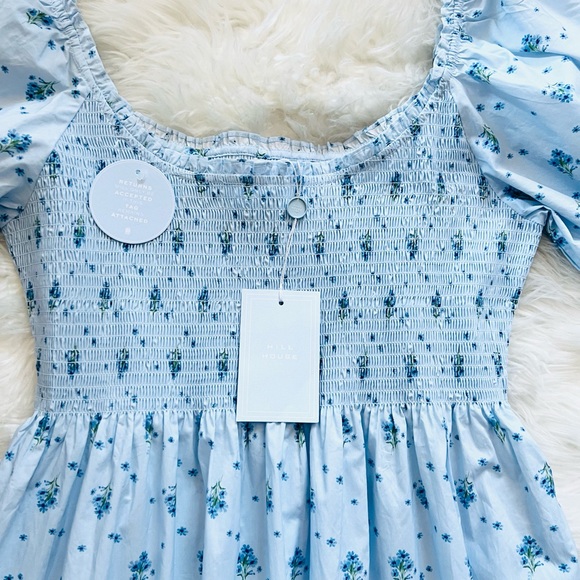 New! HILL HOUSE The Louisa Nap Midi Dress in Blue Ditsy - Picture 8 of 14